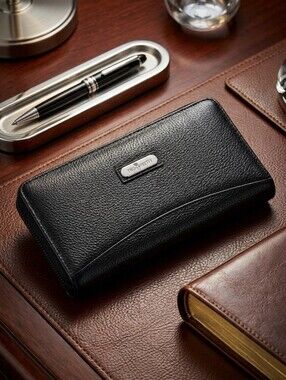 Two Pretty Handcrafted Black Zippered Wallet